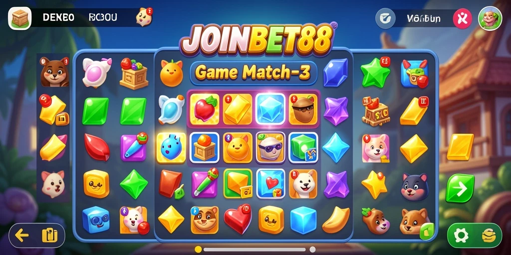 Screenshot gameplay <strong>JOINBET88</strong> menunjukkan keseruan mencocokkan objek.
