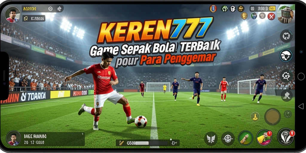 Tangkapan layar utama KEREN777 menunjukkan gameplay sepak bola yang seru dan menegangkan.