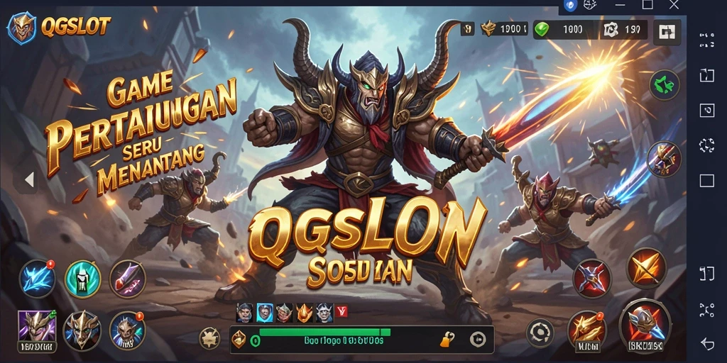 Tampilan gameplay mendebarkan dalam QQSLOT dengan pertarungan seru.