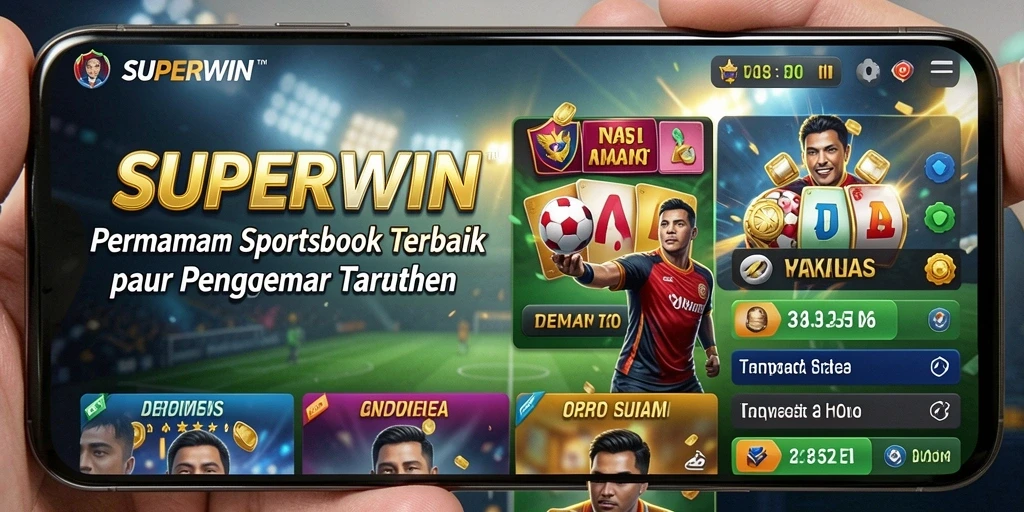 Tampilan utama SUPERWIN dengan berbagai opsi taruhan olahraga.