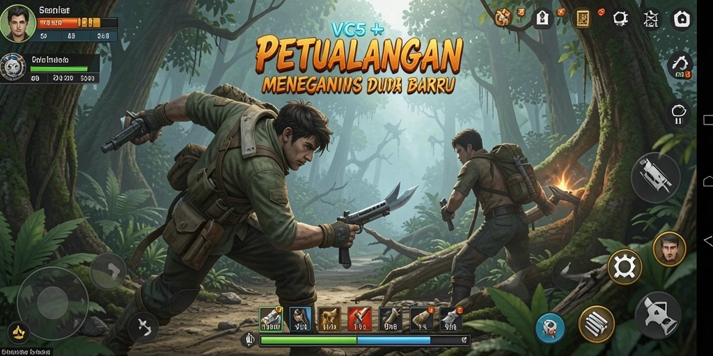 Tampilan gameplay menakjubkan dari VC5 yang menunjukkan aksi petualangan.